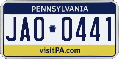 PA license plate JAO0441