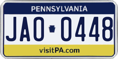 PA license plate JAO0448