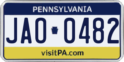 PA license plate JAO0482