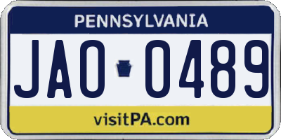 PA license plate JAO0489