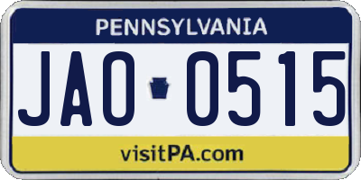 PA license plate JAO0515