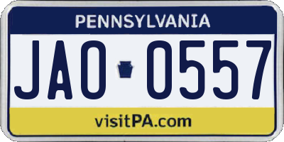 PA license plate JAO0557
