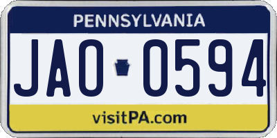 PA license plate JAO0594