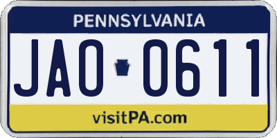 PA license plate JAO0611