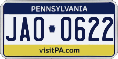 PA license plate JAO0622