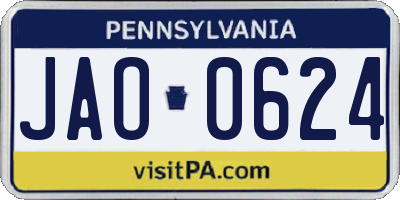 PA license plate JAO0624