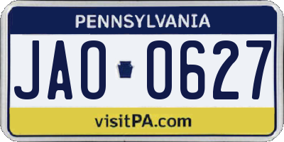 PA license plate JAO0627