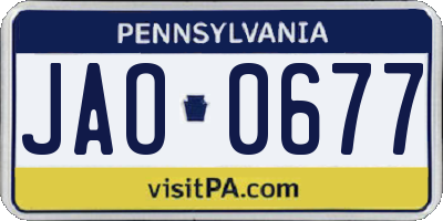PA license plate JAO0677
