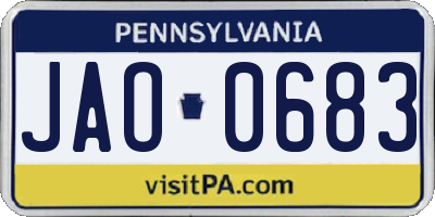 PA license plate JAO0683