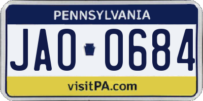 PA license plate JAO0684