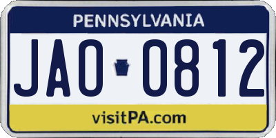 PA license plate JAO0812