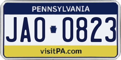 PA license plate JAO0823