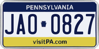 PA license plate JAO0827