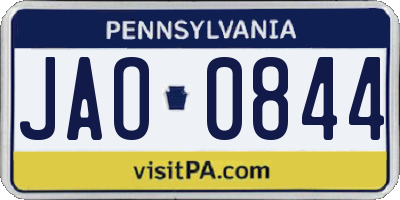 PA license plate JAO0844