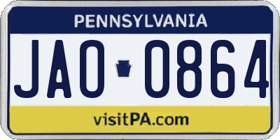 PA license plate JAO0864