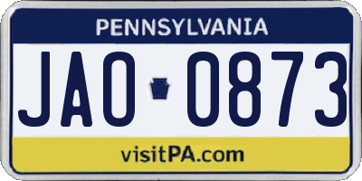 PA license plate JAO0873