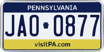 PA license plate JAO0877