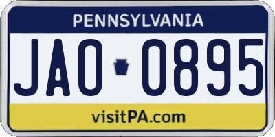 PA license plate JAO0895