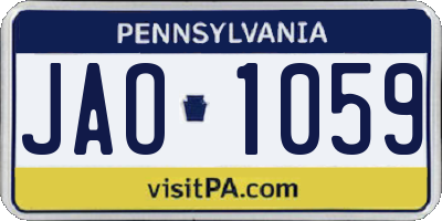 PA license plate JAO1059