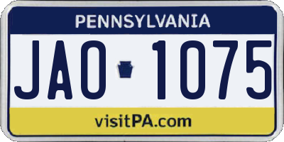 PA license plate JAO1075