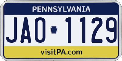 PA license plate JAO1129
