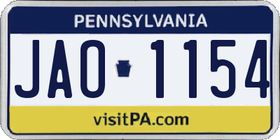 PA license plate JAO1154