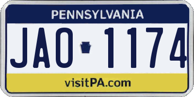 PA license plate JAO1174