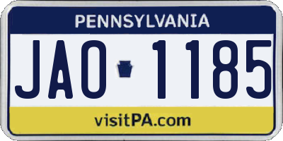 PA license plate JAO1185
