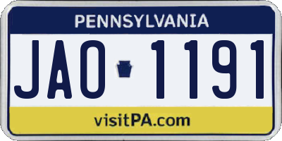 PA license plate JAO1191