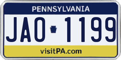 PA license plate JAO1199