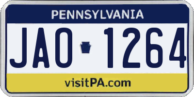 PA license plate JAO1264
