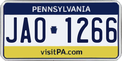 PA license plate JAO1266