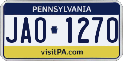 PA license plate JAO1270