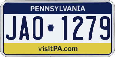 PA license plate JAO1279