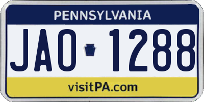 PA license plate JAO1288