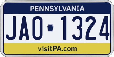 PA license plate JAO1324
