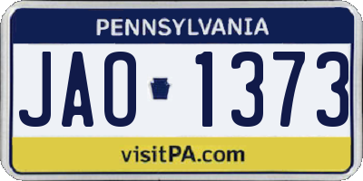 PA license plate JAO1373