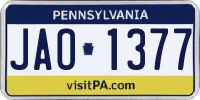 PA license plate JAO1377