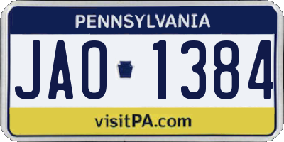 PA license plate JAO1384