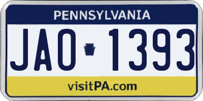 PA license plate JAO1393