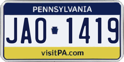 PA license plate JAO1419