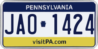 PA license plate JAO1424