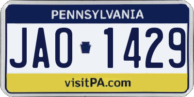 PA license plate JAO1429