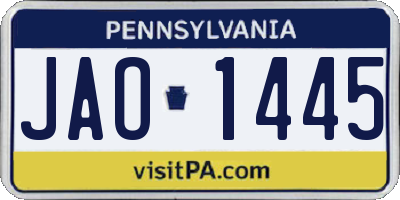 PA license plate JAO1445