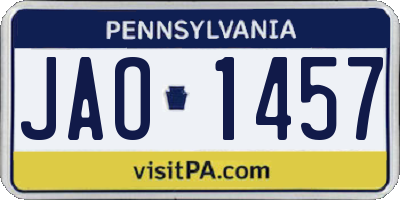 PA license plate JAO1457