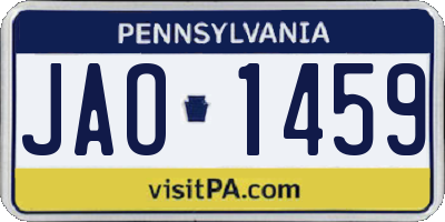 PA license plate JAO1459