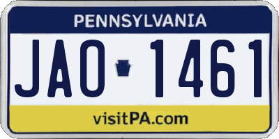 PA license plate JAO1461