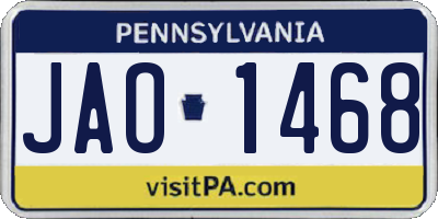 PA license plate JAO1468