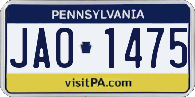 PA license plate JAO1475