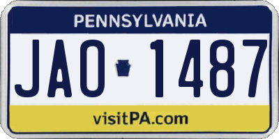 PA license plate JAO1487